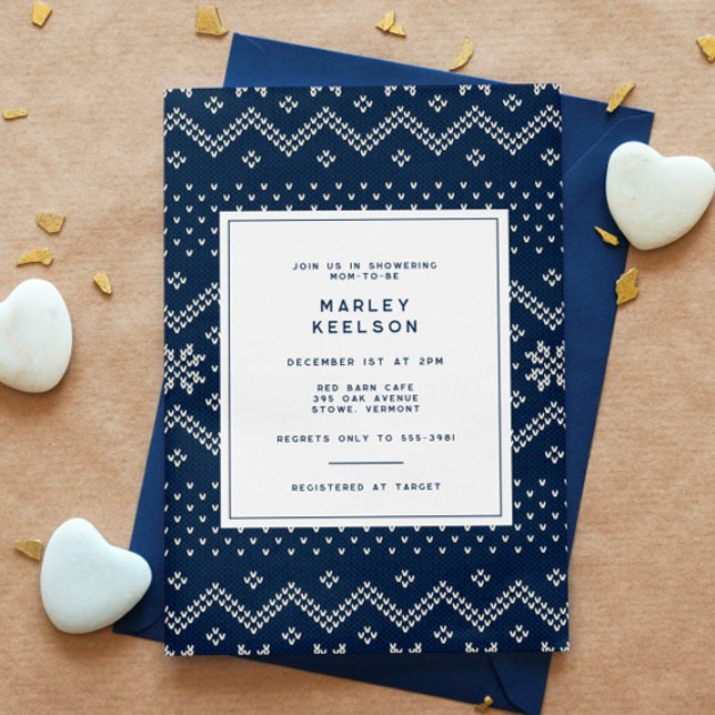 Invitación Navidades de Blue Winter Knit Boy Baby Shower (Subido por el creador)