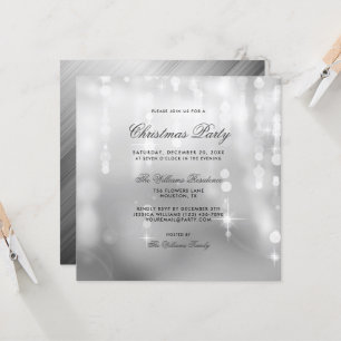 Invitación Navidades de Bokeh posh Silver Lights