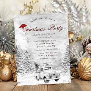 Invitación Navidades de bosques de nieve de árbol de pino de 
