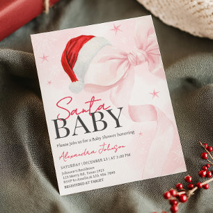 Invitación Navidades de Bow rosado Baby Shower de invierno
