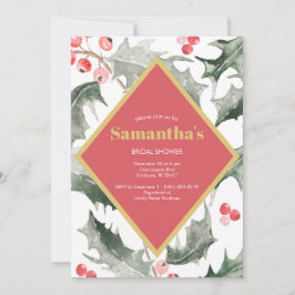 Invitación Navidades de Bridal Shower Watercolor Holly