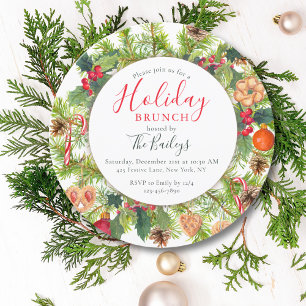 Invitación Navidades de Brunch de vacaciones Moda Floral acua