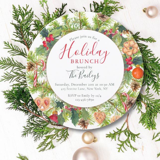 Invitación Navidades de Brunch de vacaciones Moda Floral acua (Subido por el creador)