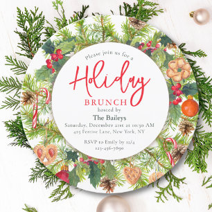 Invitación Navidades de Brunch de vacaciones Moda Floral acua