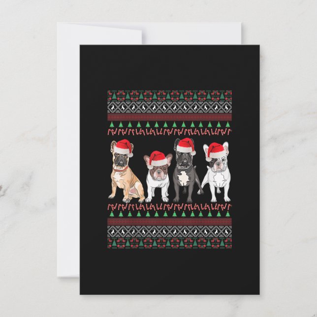 Invitación Navidades de Bulldog franceses: Mamá navideña fea  (Anverso)