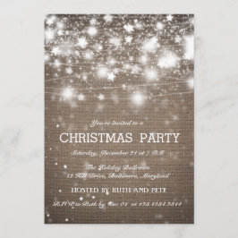Invitación Navidades de Burlap Fiesta reluciente