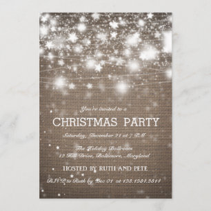 Invitación Navidades de Burlap Fiesta reluciente