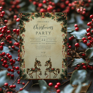 Invitación Navidades de caballos de rock de vacaciones retro