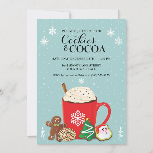 Invitación Navidades de cacao y cookies feriados Invita (Anverso)