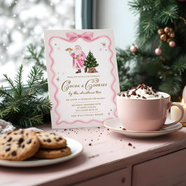 Invitación Navidades de cacao y galletas Fiesta Retro Rosa Sa