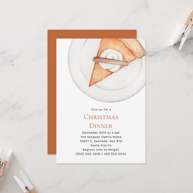 Invitación Navidades de calabaza simple Fiesta de cena de vac (Anverso/Reverso In Situ)