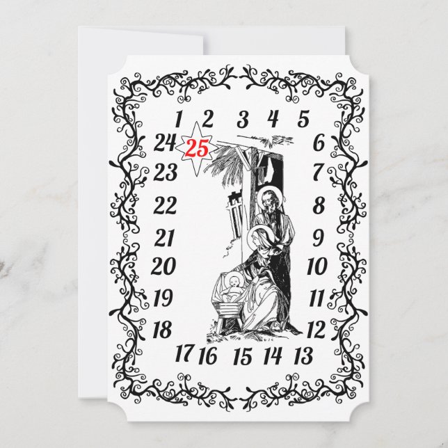 Invitación Navidades de calendario anticipados cuenta atrás N (Anverso)