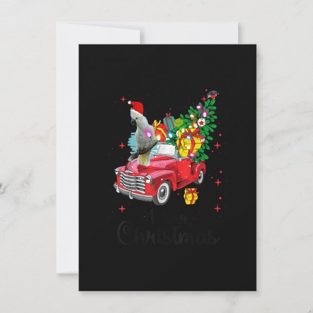 Invitación Navidades de Camión Rojo de Aves Cockatoo Pajama (Anverso)