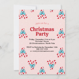 Invitación Navidades de Candy Canes y Bows dulces