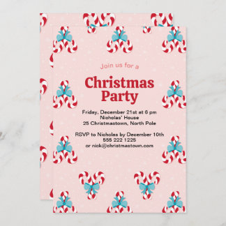 Invitación Navidades de Candy Canes y Bows dulces