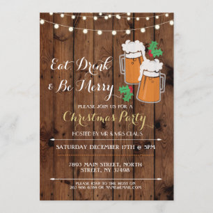 Invitación Navidades de cerveza de vituperio Fiesta Holly Inv