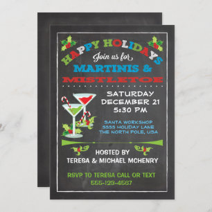 Invitación Navidades de Chalkboard Mistletoe y FIESTA de Mart
