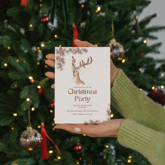 Invitación Navidades de ciervos y pinos (Subido por el creador)