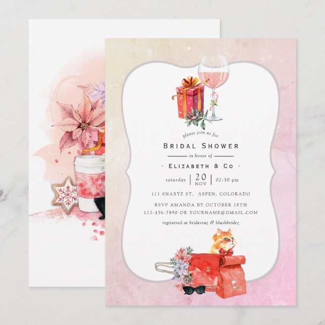 Invitación Navidades de cine retro ducha de novias (Anverso / Reverso)