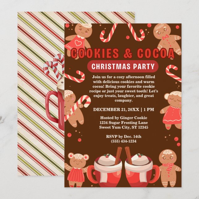 Invitación Navidades de cocina Fiesta marrón (Anverso / Reverso)