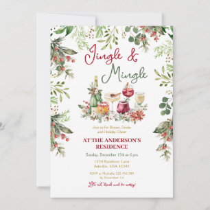 Invitación Navidades de cócteles Jingle & Mingle Greenery Cen
