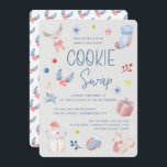 Invitación Navidades de color de agua de vacaciones lindo int<br><div class="desc">Invitación para un Navidad Cookie Swap con pintadas de acuarela de la festividad y caligrafía escrita a mano. La parte posterior muestra un patrón acuarela de vacaciones de invierno. Texto de personalizable completo: utilice la herramienta de diseño en "personalizar más adelante" para cambiar el tipo de letra, el tamaño del...</div>