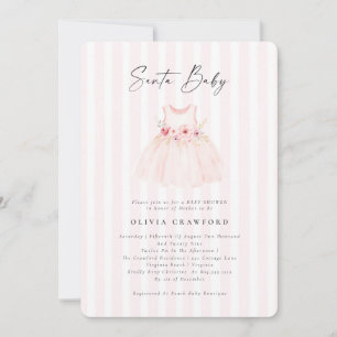 Invitación Navidades de color de agua rosado Santa Bebé Baby