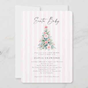 Invitación Navidades de color de agua rosado Santa Bebé Baby