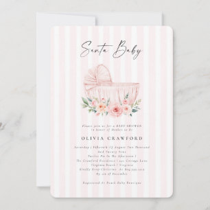 Invitación Navidades de color de agua rosado Santa Bebé Baby