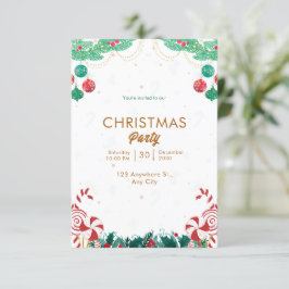 Invitación Navidades De Colores De Agua Verdes Y Rojas