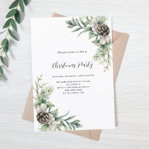 Invitación Navidades de conos verdes de pino Fiesta