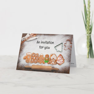 Invitación Navidades de Cookie Exchange Fiesta Gingerbread Te