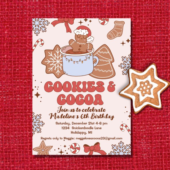 Invitación Navidades de Cookies y Cocoa Retro Groovy Cumpleañ (Subido por el creador)