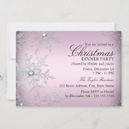 Invitación Navidades de copas de nieve de cristal rosado Fies
