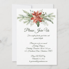 Invitación Navidades De Copas De Nieve De Poinsettia Roja Fie