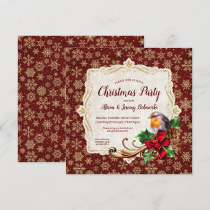 Invitación Navidades de copas de nieve de Robin y Purpurina d
