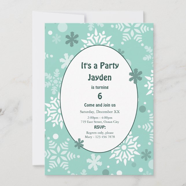 Invitación Navidades de copas de nieve en invierno Fiesta de  (Anverso)