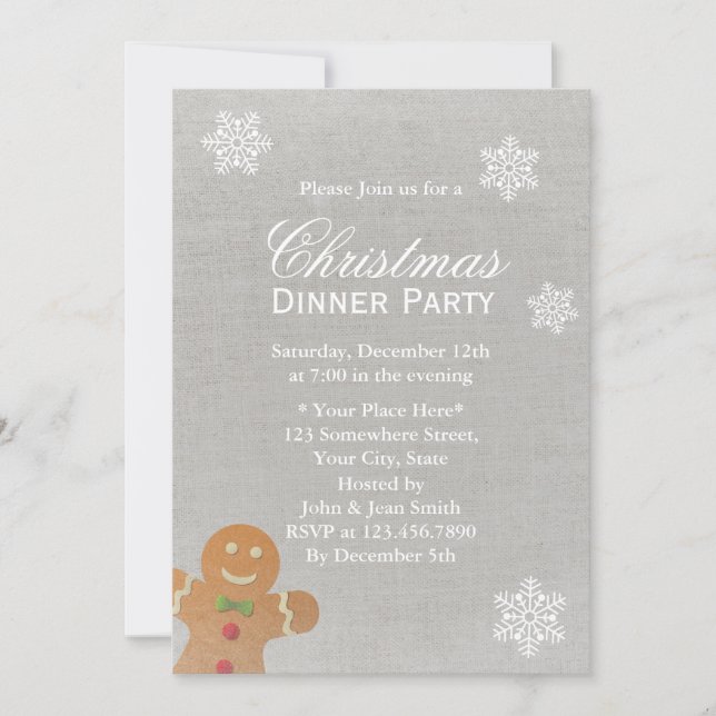 Invitación Navidades de copas de nieve Fiesta de cena (Anverso)