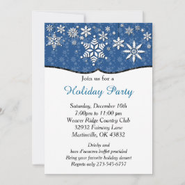 Invitación Navidades de copos de nieve azules y blancos