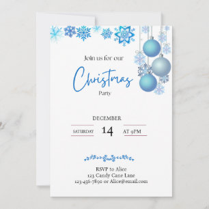 Invitación Navidades de copos de nieve en los baubles colgant