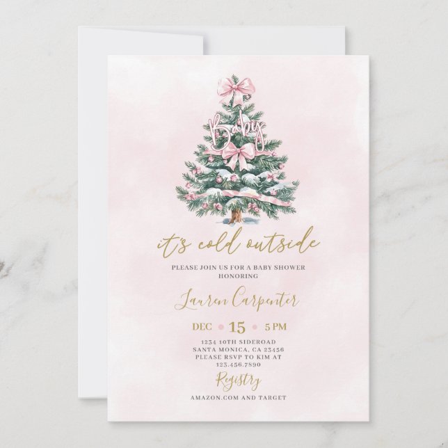 Invitación Navidades de Coquette Chica Baby Shower (Anverso)