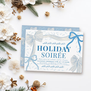 Invitación Navidades de Coquette Pale Blue Bows Holiday Soiré