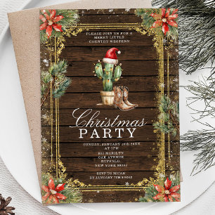 Invitación Navidades de Cowboy occidentales Cactus Stringligh