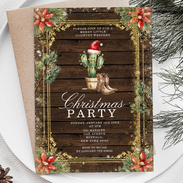 Invitación Navidades de Cowboy occidentales Cactus Stringligh (Subido por el creador)