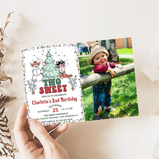 Invitación Navidades de Cowboy occidentales dos dulces fotos  (Subido por el creador)