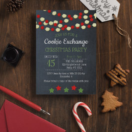 Invitación Navidades de Cranberry y Popcorn Rustic Chalkboard