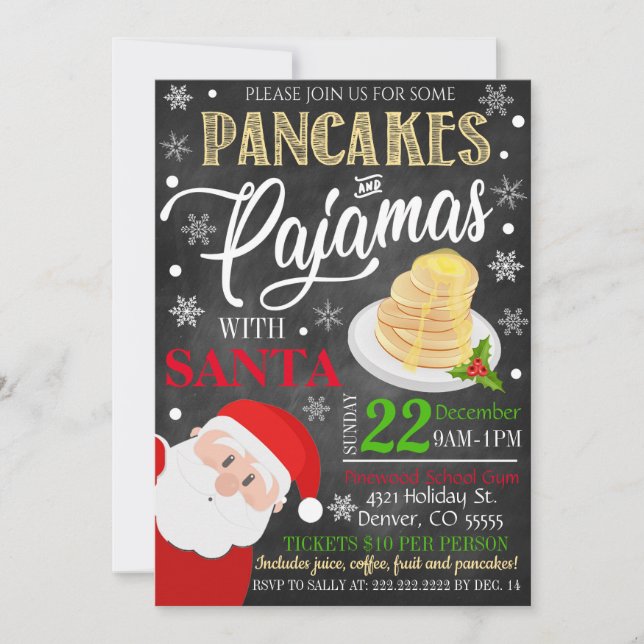 Invitación Navidades de crepes y pijamas (Anverso)
