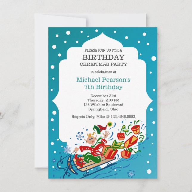 Invitación Navidades de cumpleaños, Fiesta Kid (Anverso)