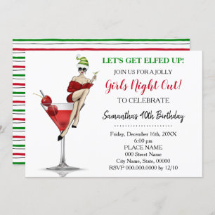 Invitación Navidades de cumpleaños por la noche, vamos a hart