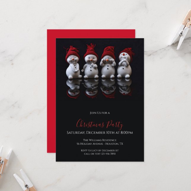 Invitación Navidades de Cute Snowman Figures (Anverso/Reverso In Situ)